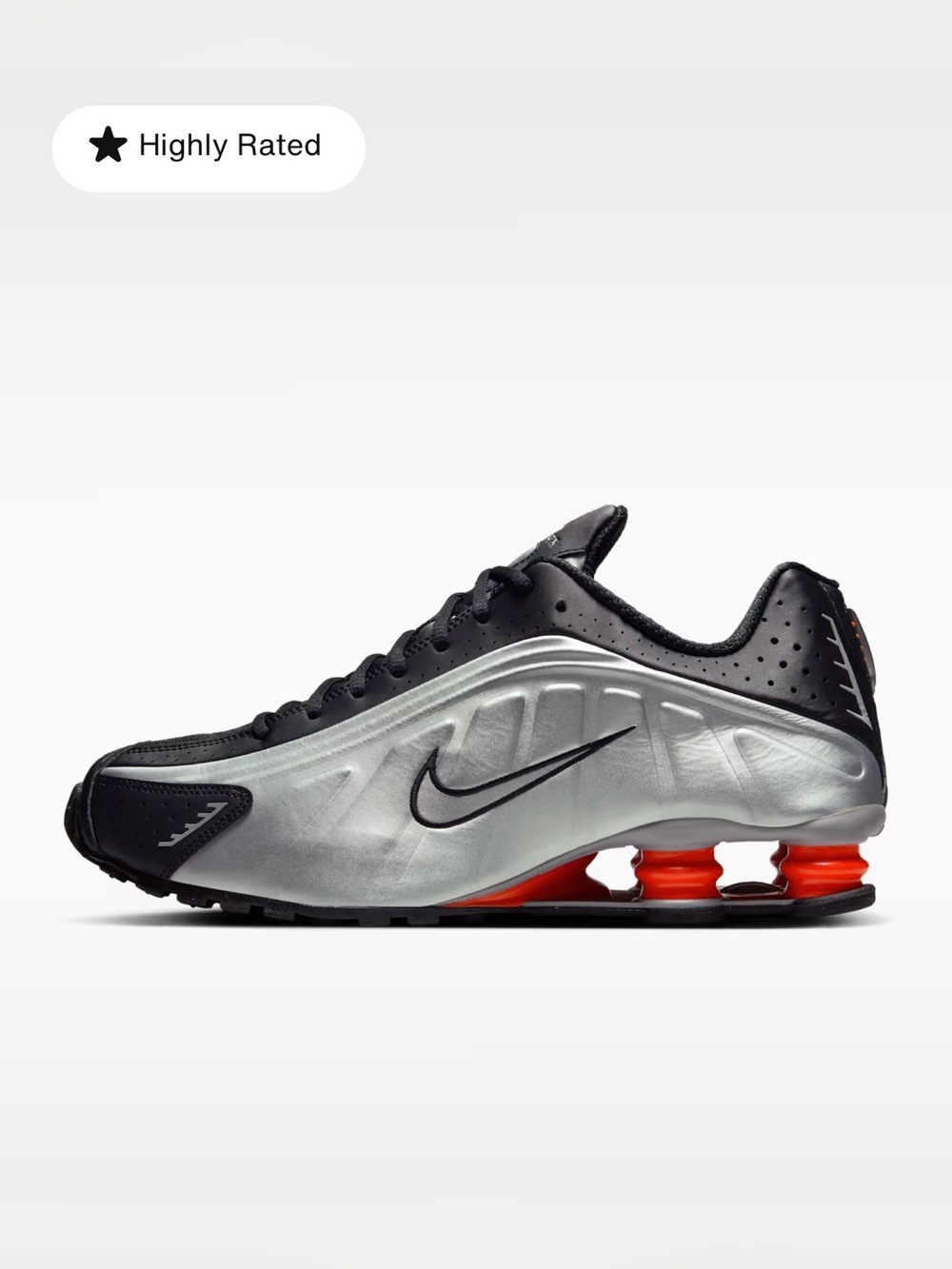Nike Shox Low-Top Sneakers in Silver, Black & Red